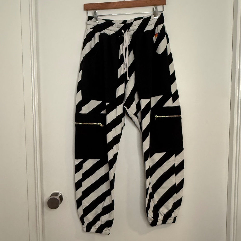 🖤 Aviator Nation Smiley Face Stripe Cargo Sweatpants 🖤